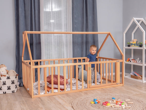 Toddler House bed Playpen Natural color | 75x54 in (Model 6/17), фото 5