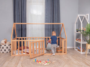 Toddler House Bed Playpen Natural color | 75x54 in (Model 6/17)