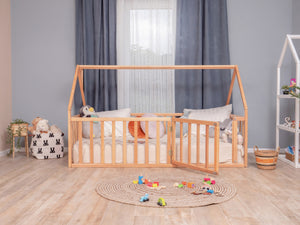 Toddler House Bed Playpen Natural color | 75x54 in (Model 6/17)