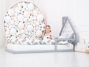 Montessori bed frame with mattress base 13 sizes | 7 colors (Model 3)