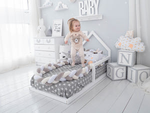 Montessori Floor Bed with slats White color (Model 3)