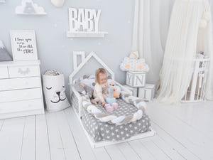 Montessori Floor Bed with slats White color (Model 3)
