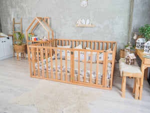 Wooden Platform bed Playpen with extended rail | Full size (Model 6.3/20)
