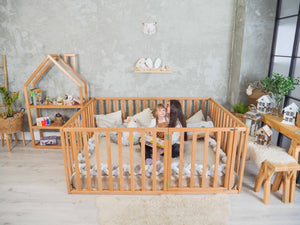Wooden Platform bed Playpen with extended rail | Full size (Model 6.3/20)