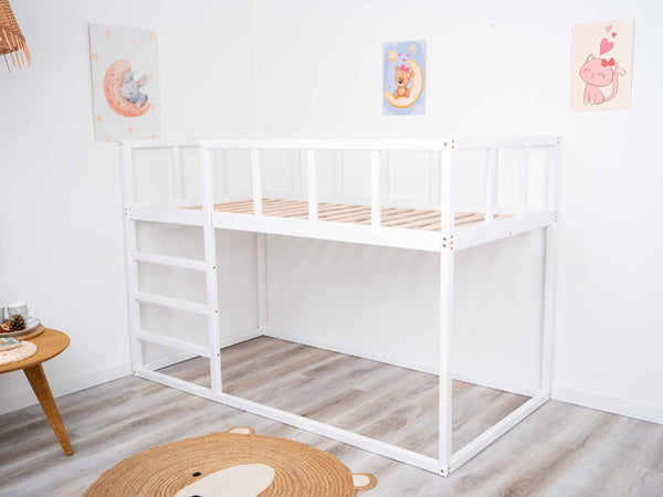 Twin size Wooden Montessori Bunk bed for toddlers (Model 13 White color)