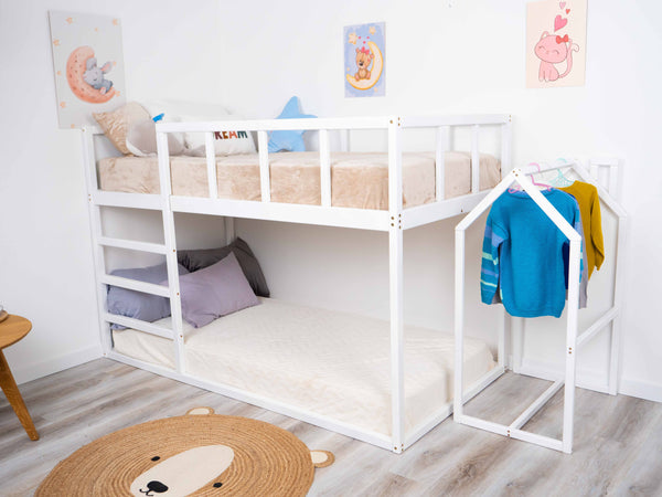 Twin size Wooden Montessori Bunk bed for toddlers (Model 13 White color)