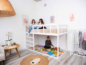 Twin size Wooden Montessori Bunk bed for toddlers (Model 13 White color)
