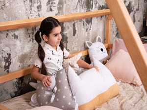 Full Montessori Bed with legs and roof Natural color, Size 75x54 in (Model 1)