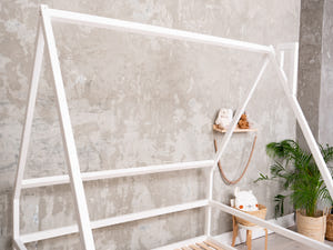 Montessori Bed Frame with legs and roof White color, Size 75x54 in (Model 1)