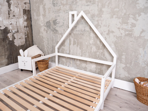 Montessori Wood Bed with legs White color (Model 3)