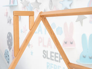 Montessori Toddler Floor Bed with Wooden Slats & Climbing Frame (Model 1)
