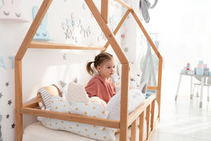 Montessori Toddler Floor Bed with Wooden Slats & Climbing Frame (Model 1)