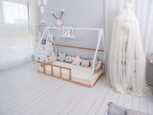 Kids Bed for Sleeping Only - Montessori  Wooden House (Model 1 mini)