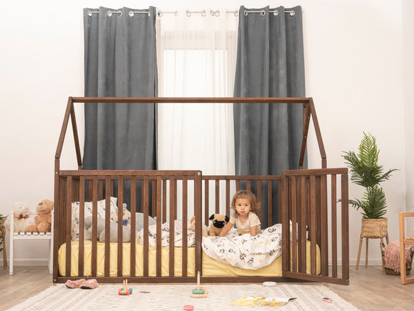 Montessori wood House Playpen with Fall Protection (Model 21)