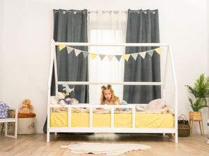 Montessori wood Toddler Bed with Legs, Roof, Slats and Fence (Model 1)