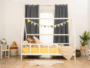 Montessori wood Toddler Bed with Legs, Roof, Slats and Fence (Model 1)
