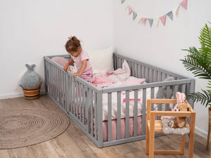 Montessori wood playpen for kids Platform bed (Model 6.2/19)