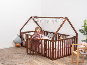 Floor House Bed for Toddlers with Slats (Model 6/17)