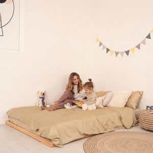 Low Bed Frame Queen – Modern Low Profile Frame for Calm Sleep (Zen Low Profile Bed)