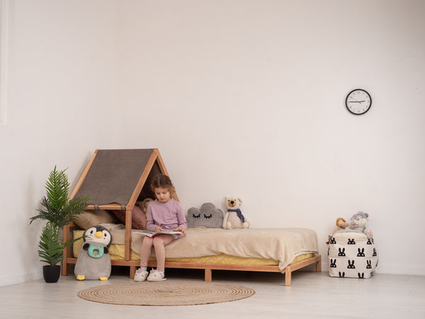 Headboard Bed with Brown Canopy, фото 6