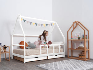 Wooden Montessori Climbing Bed with Drawers (Model 1)