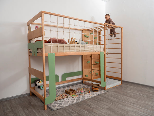 Eco-Friendly Montessori Jungle Bed with Optional Table & Drawers