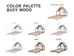 Headboard Bed with Light Brown Canopy