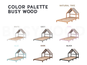 Headboard Bed with Light Brown Canopy