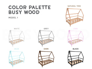 Montessori House bed with legs 7 colors | 75x38 in (Model 1)