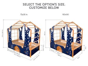 Wooden Kids Climbing Bed with Dog Bed Underneath (BusyPet Buddy Bed)