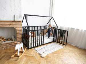 Crib size floor bed - Wooden toddler bed (Model 21)