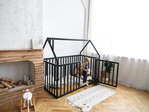Crib size floor bed - Wooden toddler bed (Model 21)