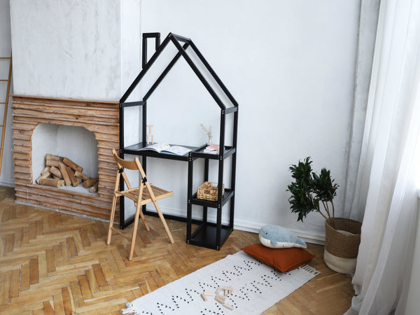 Kids House Learning Table with Shelves, фото 1