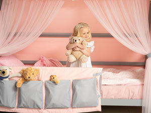 Princess Palace Canopy Bed Set Pink-Grey Color