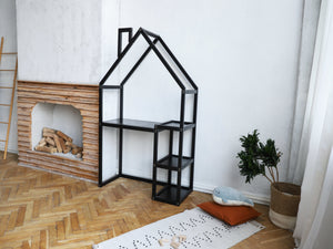 Kids House Learning Table with Shelves