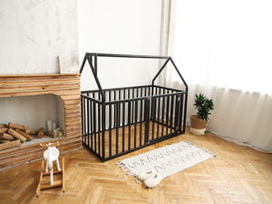 Crib size floor bed - Wooden toddler bed (Model 21)
