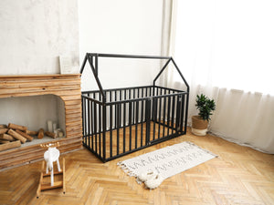 Crib size floor bed - Wooden toddler bed (Model 21)