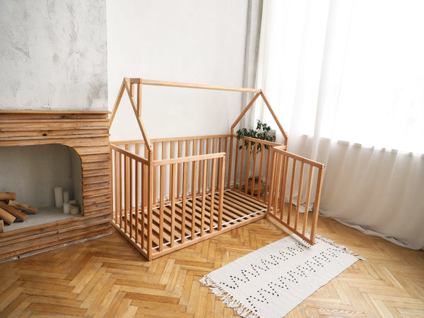 House Playpen Bed with Fall Protection Floor & Slats (Model21), фото 10