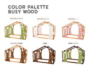 Playhouse Bunk Bed – Low-Profile Bunk Frame with Climber for Toddlers (Monkey Bed)