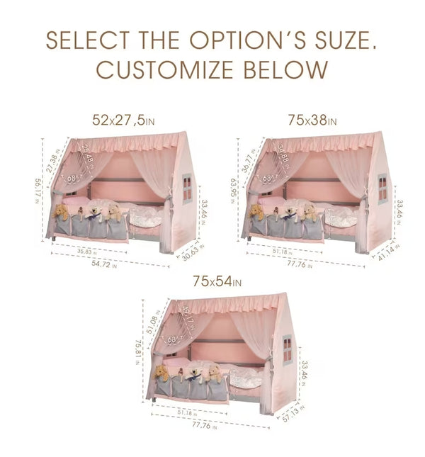Princess Palace Canopy Bed Set Pink-Grey Color –