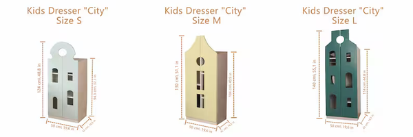 Modern Montessori Kids Wardrobe for Girl Kids Dresser by Busywood | 6 Sizes| 6 Colors