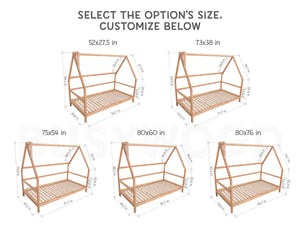Montessori bed with legs Without front rail | 7 colors (Model 1)