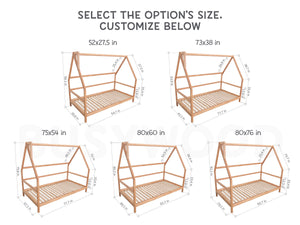 Montessori bed with legs Without front rail | 7 colors (Model 1)