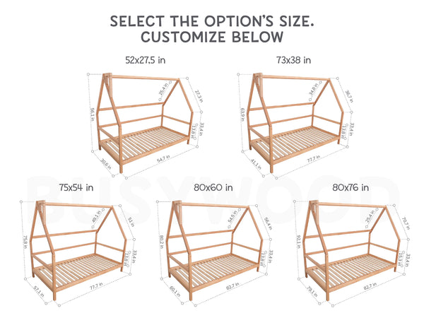 Montessori bed with legs Without front rail | 7 colors (Model 1), фото 9