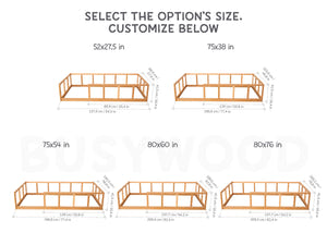 Montessori floor bed with rails (Model 10)