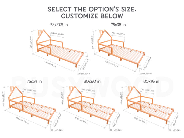 Montessori Wood House Bed Frame for Toddler with legs (Model 3), фото 12