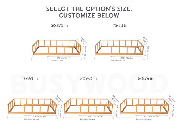 Floor bed with rails Montessori bed (Model 10)