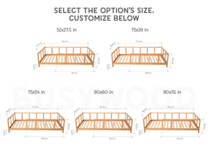 Montessori toddler bed with rails (Model 10)