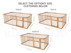 Modern Wooden Playpen for Toddler Transformable floor bed (Model 22)