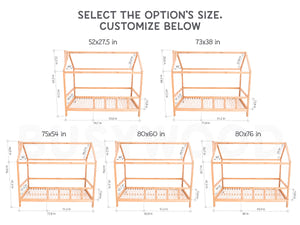 Montessori Bed House Bed with legs Grey color (Model 2)